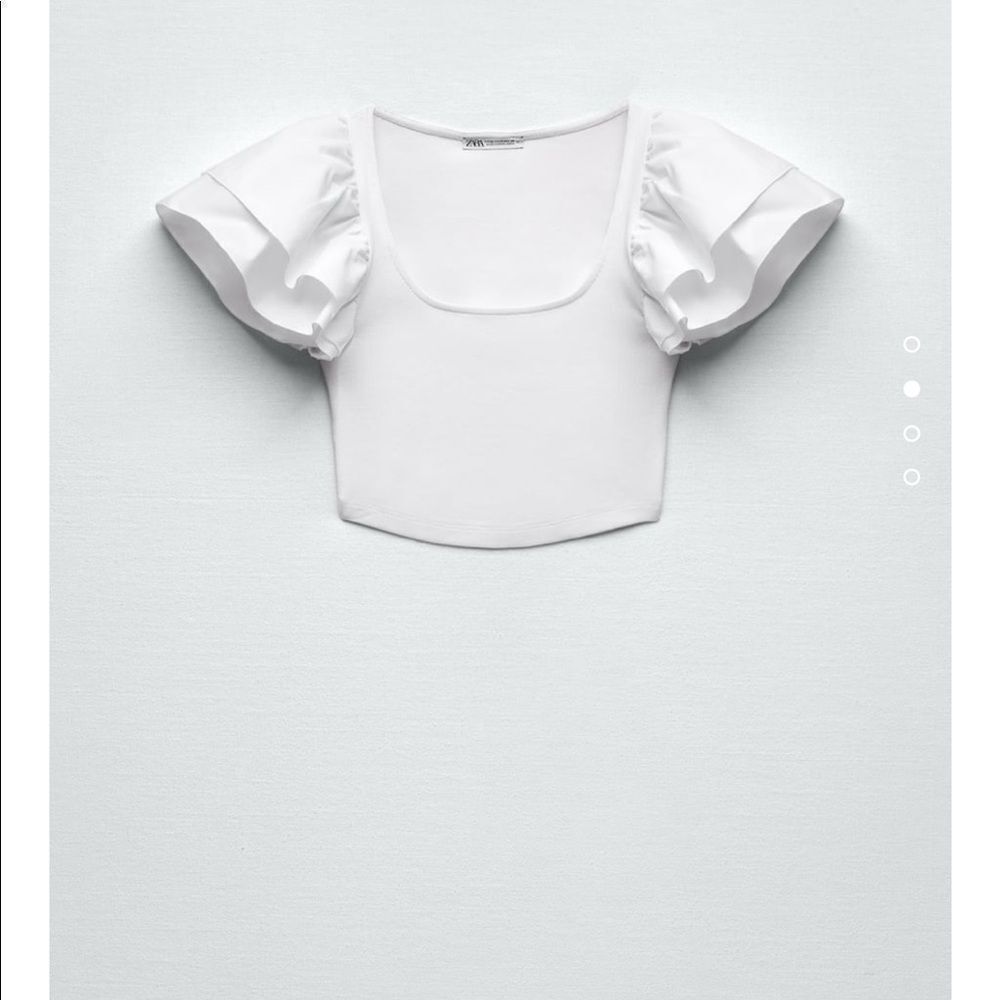 Zara ruffled sleeve rib crop top